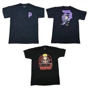 Lot Of 2 Naruto Sasuke Uchiha Short Sleeve T Shirt Black Blue Medium